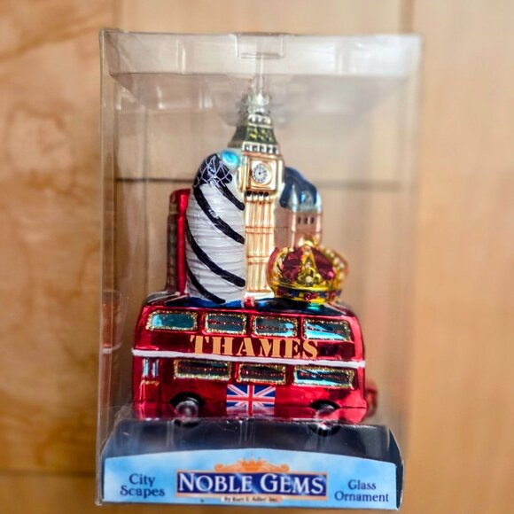 🎄Kurt Adler LONDON 5-Inch Glass Christmas Tree Large Ornament City Scapes Noble - Picture 6 of 13